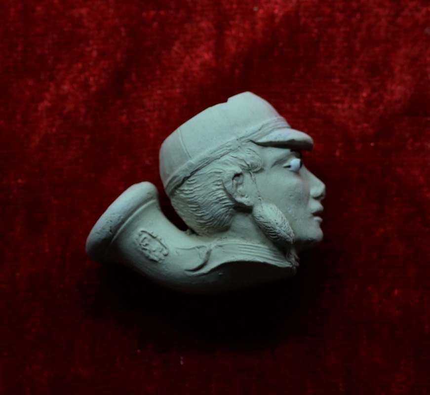French Clay Figural Pipe Head of Jockey Image