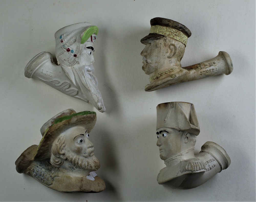 Selection of French Enamelled Clay Pipes Image