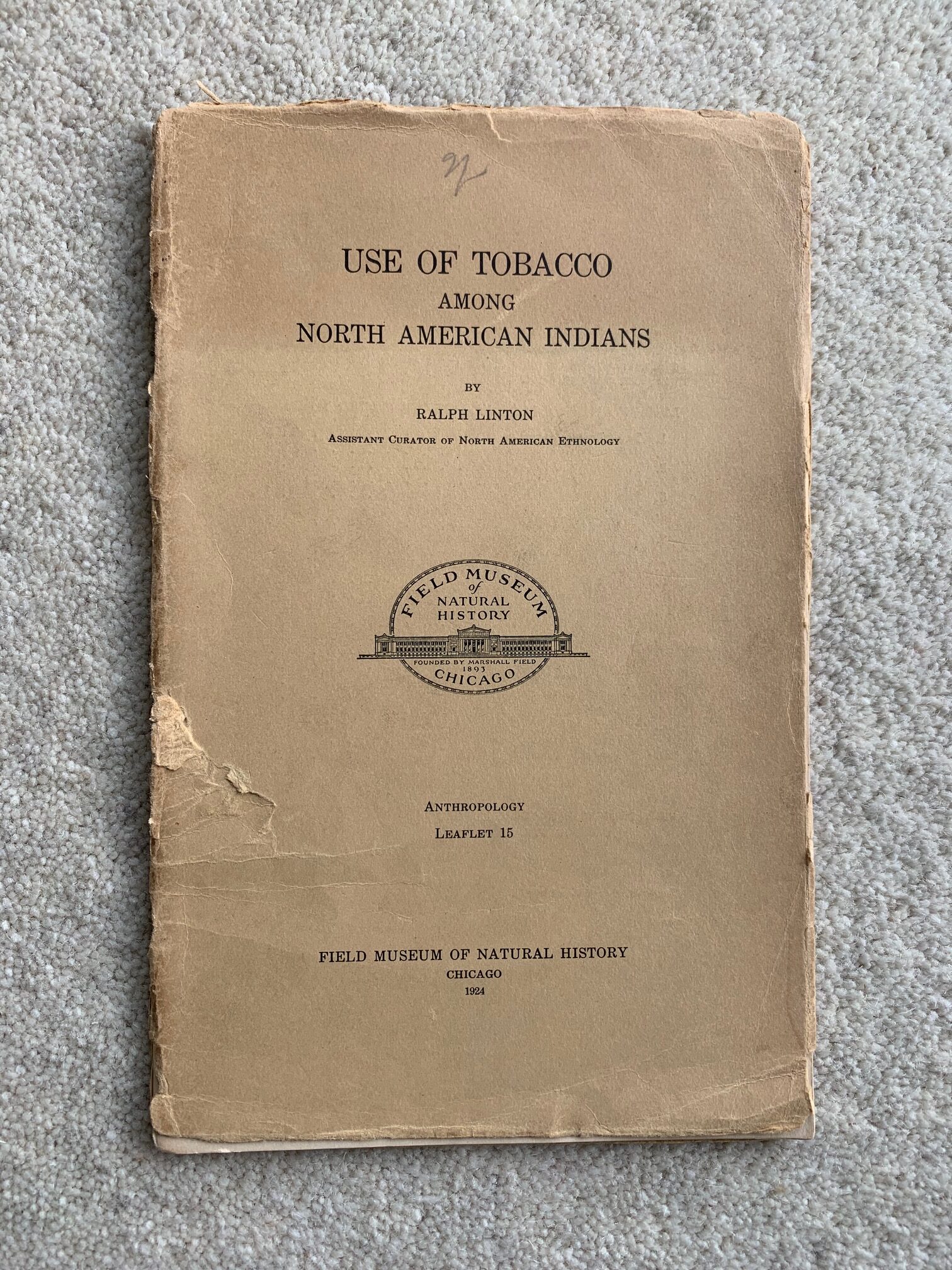 1924 - Use of Tobacco North American Indians Image